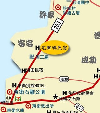 宅腳嶼位在203縣道往北環的起點附近