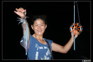 新來發夜釣小管-釣上來的小管會先養在水槽內，保持
